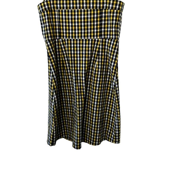 Hollister Yellow & Black Checkered Wide Strap Button Front Jumper Dress Sz XS - Picture 5 of 7